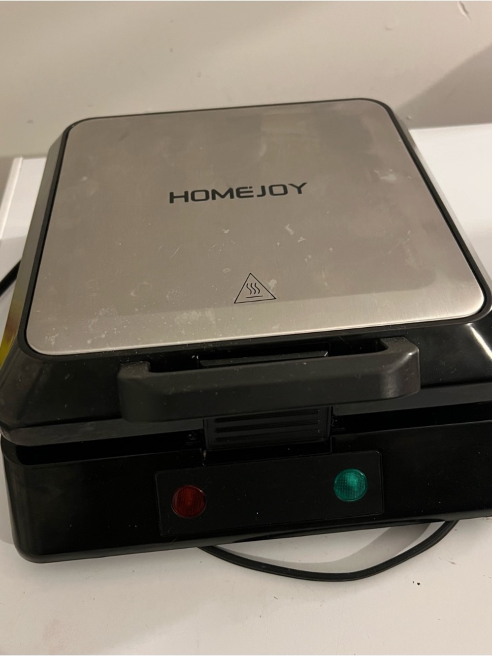 HomeJoy Stainless Steel and Black Waffle Maker - Compact Breakfast Maker